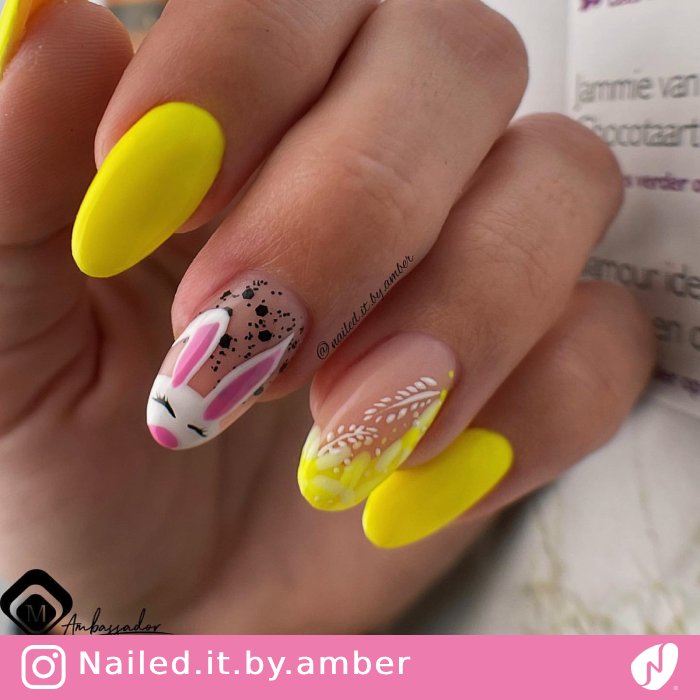 Easter Yellow and Nude Nails